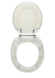 Trimmer ® Mother of Pearl Polyresin Toilet Seats With White And Silver Accent