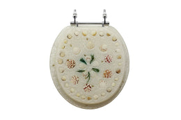 Trimmer ® decorative pearl white toilet seat with shells