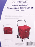 ATHome Eco-friendly Folding Shopping Cart Liner with Closable Cover - Water & Mildew Resistant, Heavy Duty, Breathable Cart For Haul Laundry, Groceries, Toys, Sports Equipment, Red