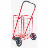 ATHome Large Deluxe Rolling Utility / Shopping Cart - Stowable Folding Heavy Duty Cart with Rubber Wheels For Haul Laundry, Groceries, Toys, Sports Equipment, (Red, XL)