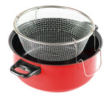 Gourmet Chef JL-5303R Non-Stick Deep Fryer with Frying Basket and Glass Cover, 4.5-Quart, Red