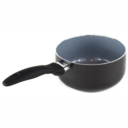 Gourmet Chef 1.6 Fluid Quart Black Ceramic Eco-Friendly Non-Stick Scratch Resistant Dishwasher Safe Saucepan Cookware - Heavy Gauge Pans For Home and Restaurants Non-Toxic PTFE and PFOA Free