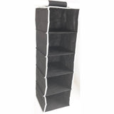ATHome Hanging Clothes Vertical Storage Box (5 Shelving Units) Durable Accessory Shelves - Easy Set up Closet Cubby, Sweater & Handbag Organizer - Clean & Tidy Wardrobe, Easy Mount, Black