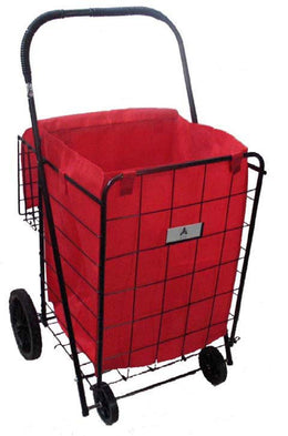 ATHome Eco-friendly Folding Shopping Cart Liner with Closable Cover - Water & Mildew Resistant, Heavy Duty, Breathable Cart For Haul Laundry, Groceries, Toys, Sports Equipment, Red