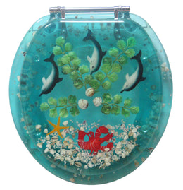 Trimmer ® Polyresin Toilet Seats With Dolphins And Coral In Blue Ocean