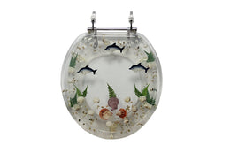Trimmer ® decorative toilet seat with graceful dolphins and other underwater delights
