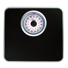Silver Frame Mechanical Bathroom Scale with Round Large Display - Bodyweight Weighing Scale with Non-Skid No Slip Surface for Home, Gym, Fitness