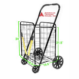 ATHome Extra Large Deluxe Rolling Utility / Shopping Cart - Stowable Folding Heavy Duty Cart with Rubber Wheels For Haul Laundry, Groceries, Toys, Sports Equipment, Red.