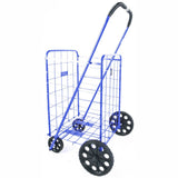 ATHome Large Deluxe Rolling Utility / Shopping Cart - Stowable Folding Heavy Duty Cart with Rubber Wheels For Haul Laundry, Groceries, Toys, Sports Equipment, Blue