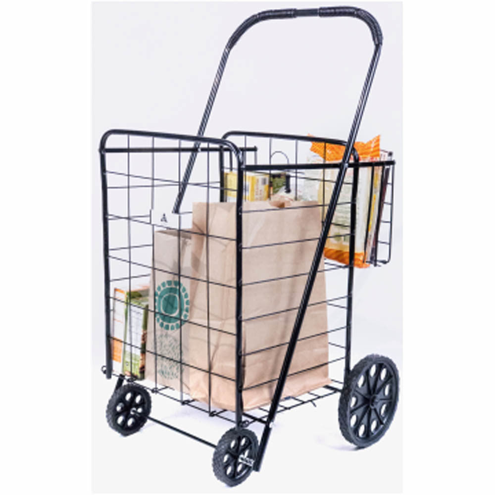 thumbnail image 2 of Costway Heavy Duty Folding Shopping Cart – 100 Lbs Capacity, Rolling Utility Cart With Handle, Black 2 of 6