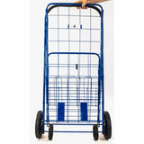 ATHome Large Deluxe Rolling Utility / Shopping Cart with Basket - Stowable Folding Heavy Duty Cart with Rubber Wheels For Haul Laundry, Groceries, Toys, Sports Equipment, Blue