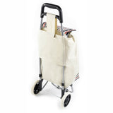 ATHome Shopping Foldable Push or Pull Trolley Dolly Cart - Rolling, Water Resistant, Lightweight, Hard Wearing Two-wheeled Cart For Groceries & Haul Laundry, Nude