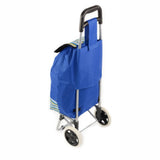 ATHome Shopping Foldable Push or Pull Trolley Dolly Cart - Rolling, Water Resistant, Lightweight, Hard Wearing Two-wheeled Cart For Groceries, Laundry, Beach, Camping, Blue