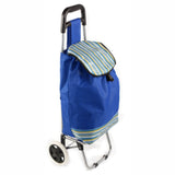 ATHome Shopping Foldable Push or Pull Trolley Dolly Cart - Rolling, Water Resistant, Lightweight, Hard Wearing Two-wheeled Cart For Groceries, Laundry, Beach, Camping, Blue