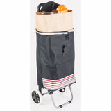 ATHome Shopping Foldable Push or Pull Trolley Dolly Cart - Rolling, Water Resistant, Lightweight, Hard Wearing Two-wheeled Cart For Groceries & Haul Laundry, Black