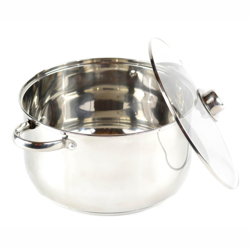 Soup Pot with Glass Lid, Stainless Steel Stockpot, Multipurpose Stock Pot  with Handle, Soup Cooking Pot (Rose Gold)