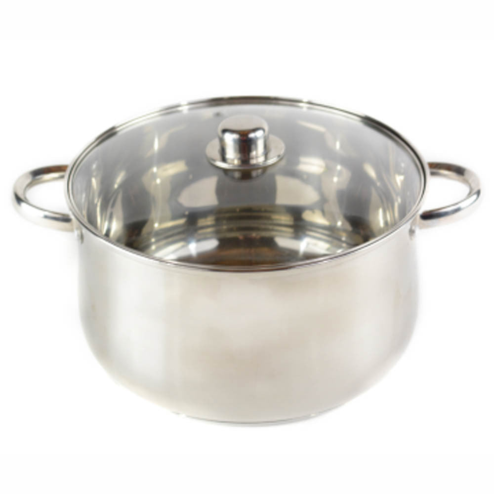 Newell 10 qt Stock Pot 18/10 Stainless Steel Super Double Capsulated Bottom w/Glass Lid