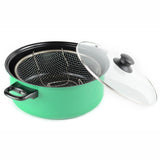 Gourmet Chef JL-5303G Non-Stick Deep Fryer with Frying Basket and Glass Cover, 4.5-Quart, Green