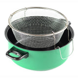 Gourmet Chef JL-5303G Non-Stick Deep Fryer with Frying Basket and Glass Cover, 4.5-Quart, Green