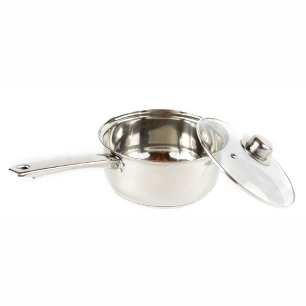 NutriChef 2 Quart Stainless Steel Sauce Cooking Pot with Glass Lid