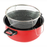Gourmet Chef JL-5304R Non-Stick Deep Fryer with Frying Basket and Glass Cover, 6.5-Quart, Red