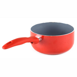 Gourmet Chef 1.6 Fluid Quart Red Ceramic Eco-Friendly Non-Stick Scratch Resistant Dishwasher Safe Saucepan Cookware - Heavy Gauge Pans For Home and Restaurants Non-Toxic PTFE and PFOA Free