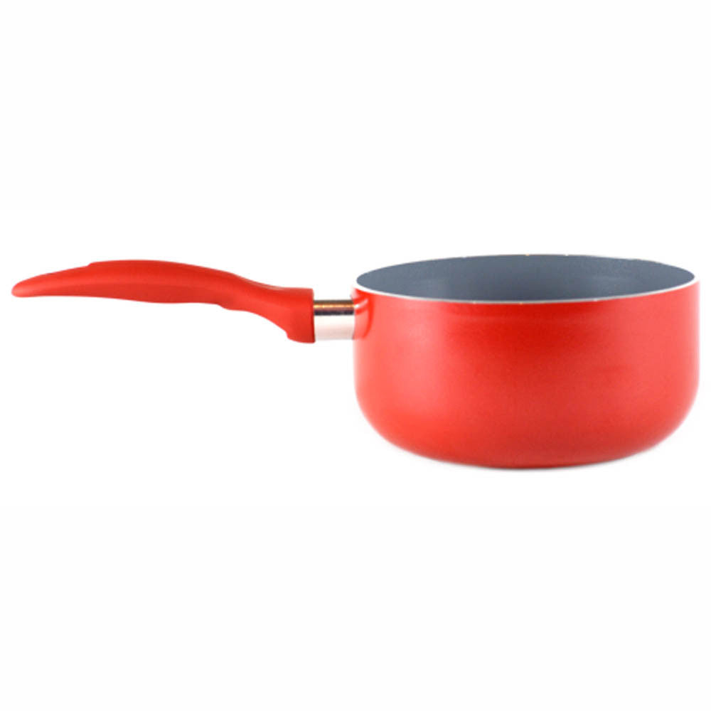 Gourmet Chef 1.6 Fluid Quart Red Ceramic Eco-Friendly Non-Stick Scratch  Resistant Dishwasher Safe Saucepan Cookware - Heavy Gauge Pans For Home and