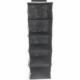 ATHome Hanging Clothes Vertical Storage Box (5 Shelving Units) Durable Accessory Shelves - Easy Set up Closet Cubby, Sweater & Handbag Organizer - Clean & Tidy Wardrobe, Easy Mount, Black