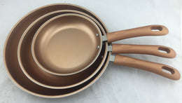 Gourmet Chef - 3 pcs Copper Ceramic Fry Pan Set, 8, 10 & 12 inch